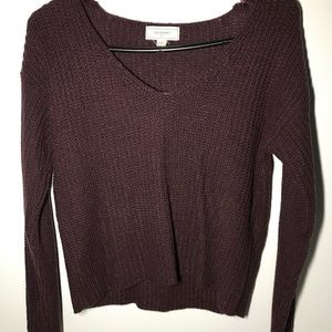 Cozy Plum V-neck Sweater